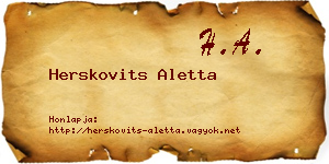 Herskovits Aletta névjegykártya